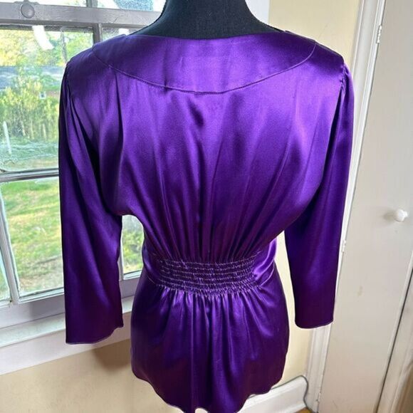 Etro pure luxury royal purple silk blouse size 44 made in Italy very soft, EUC - Picture 4 of 12